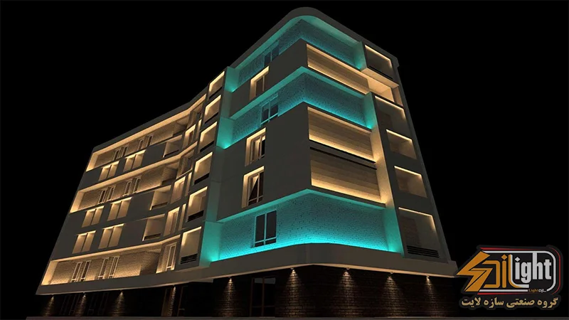 نورپردازی نمای ساختمان مدرن