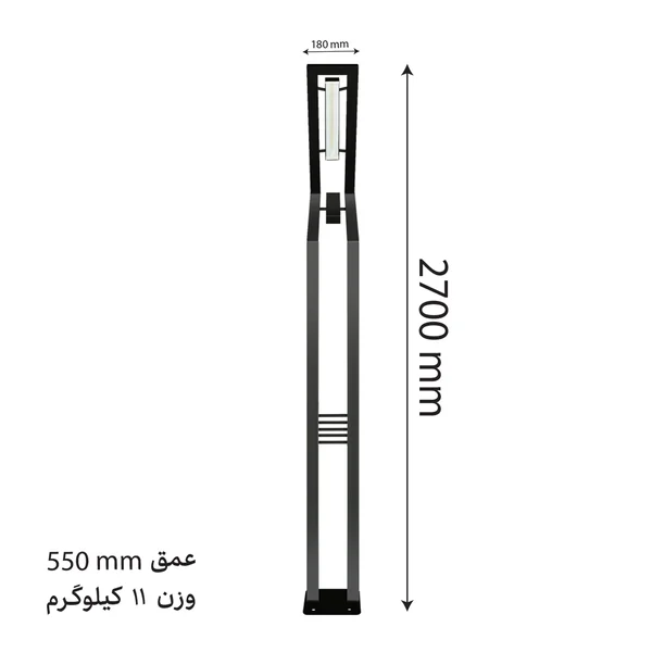 چراغ پارکی دو چراغ 2.7 متری کد p101