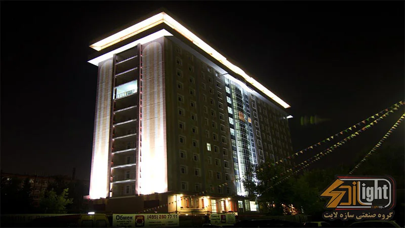 نورپردازی نمای ساختمان مدرن